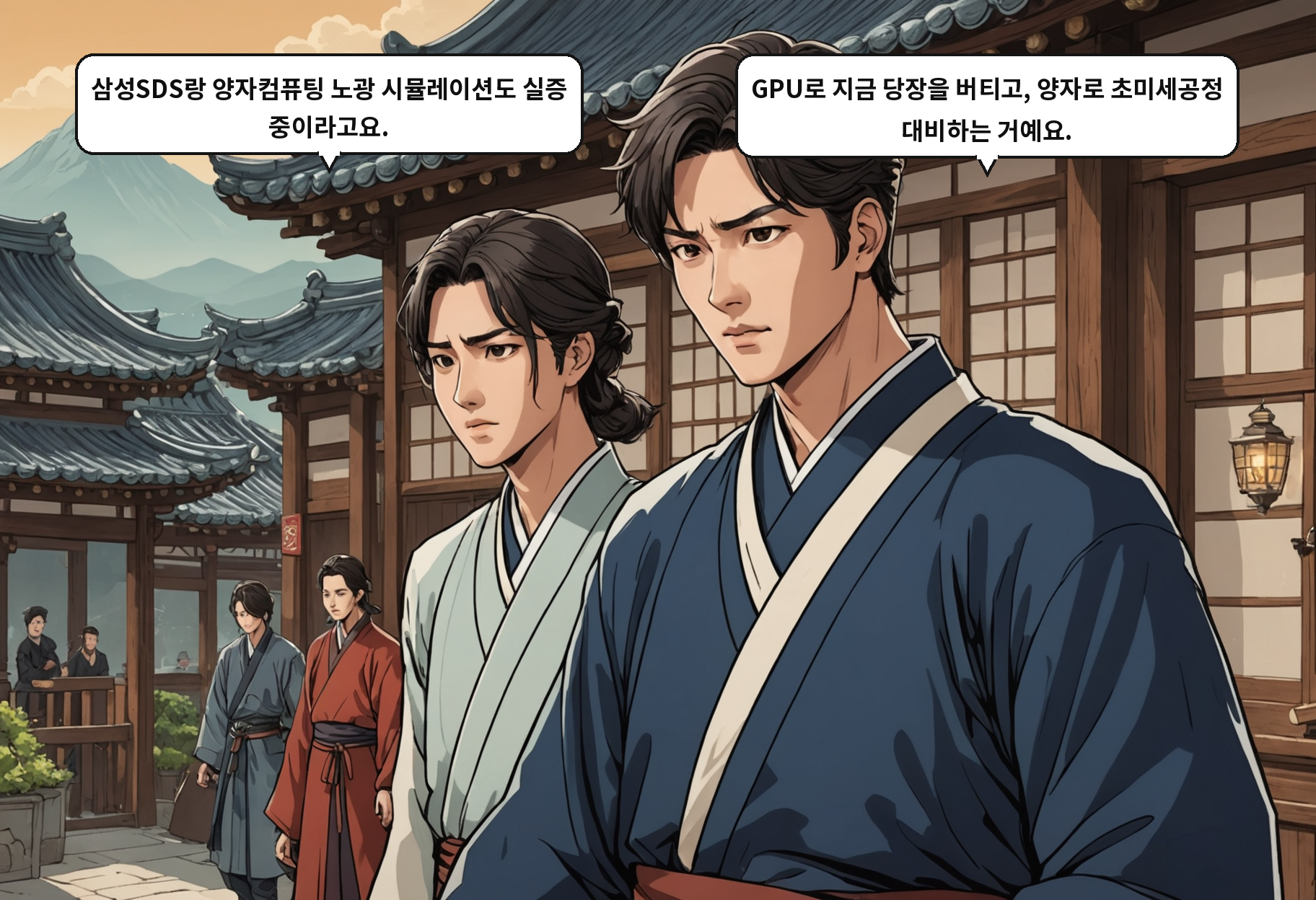 B: 삼성SDS랑 양자컴퓨팅 노광 시뮬레이션도 실증 중이라고요. A: GPU로 지금 당장을 버티고, 양자로 초미세공정 대비하는 거예요.