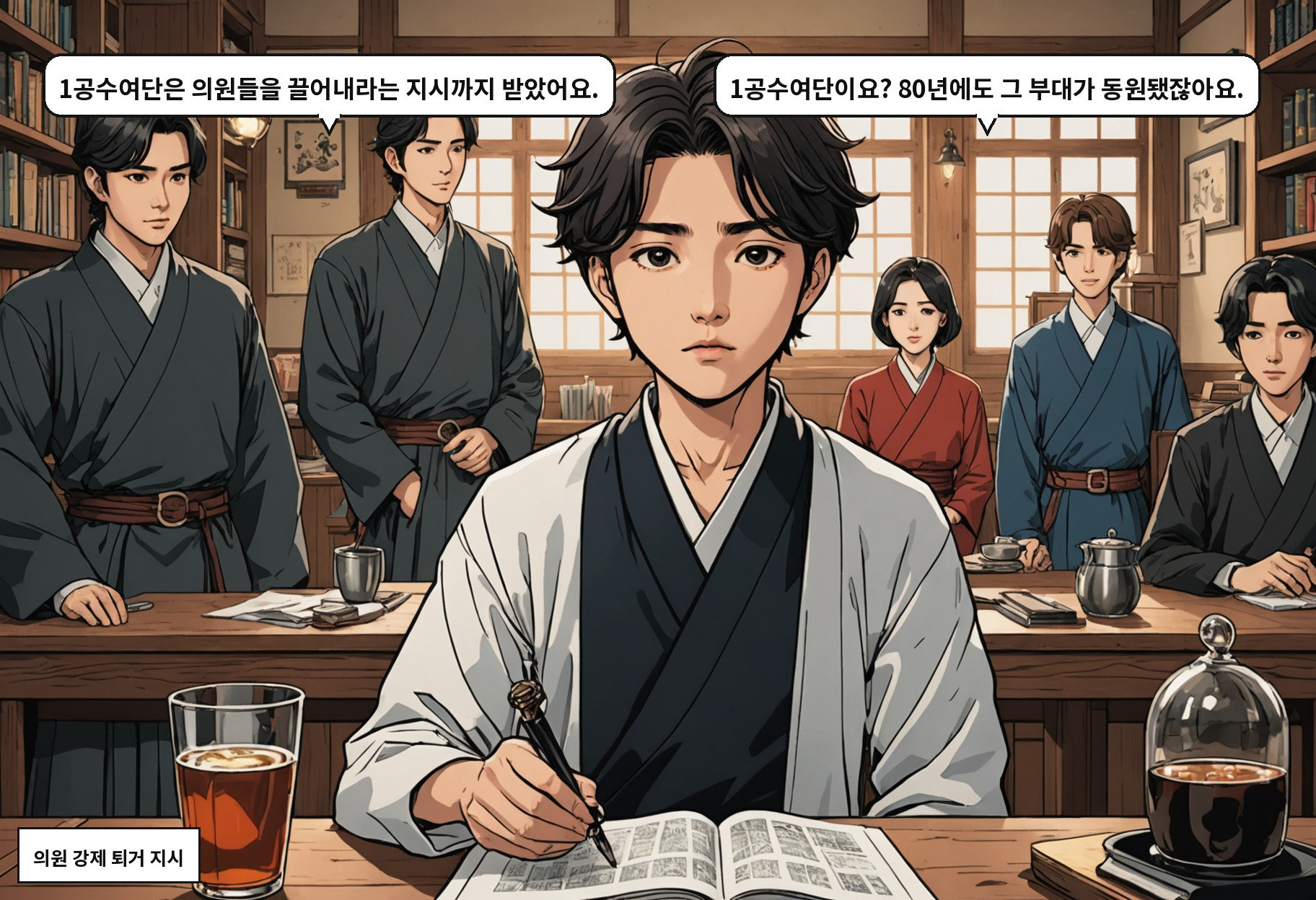 B: 1공수여단은 의원들을 끌어내라는 지시까지 받았어요. A: 1공수여단이요? 80년에도 그 부대가 동원됐잖아요.
