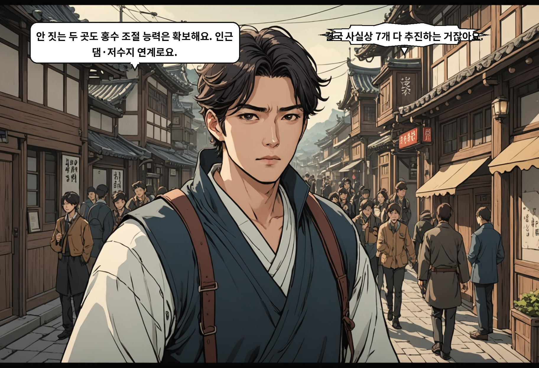 B: 안 짓는 두 곳도 홍수 조절 능력은 확보해요. 인근 댐·저수지 연계로요. A: 결국 사실상 7개 다 추진하는 거잖아요.