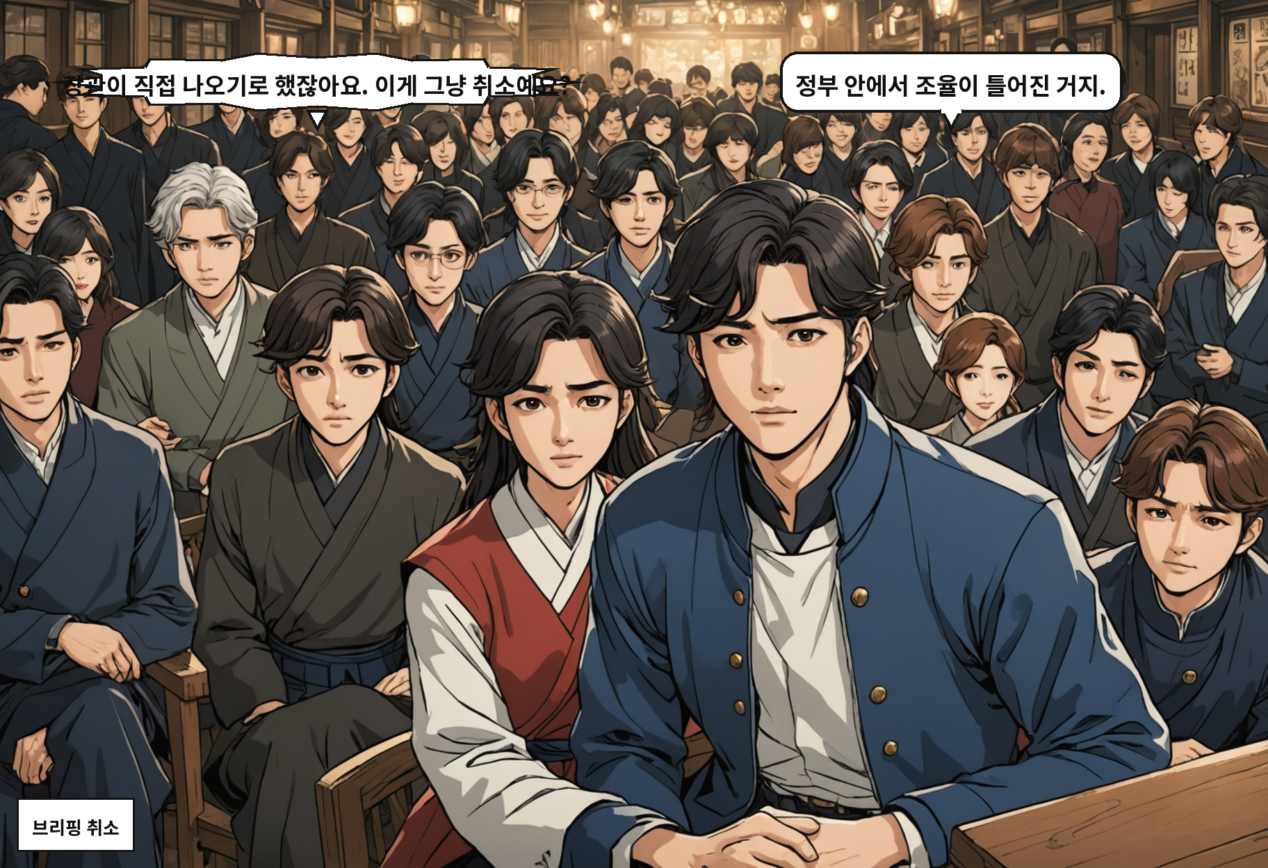 A: 장관이 직접 나오기로 했잖아요. 이게 그냥 취소예요? B: 정부 안에서 조율이 틀어진 거지.