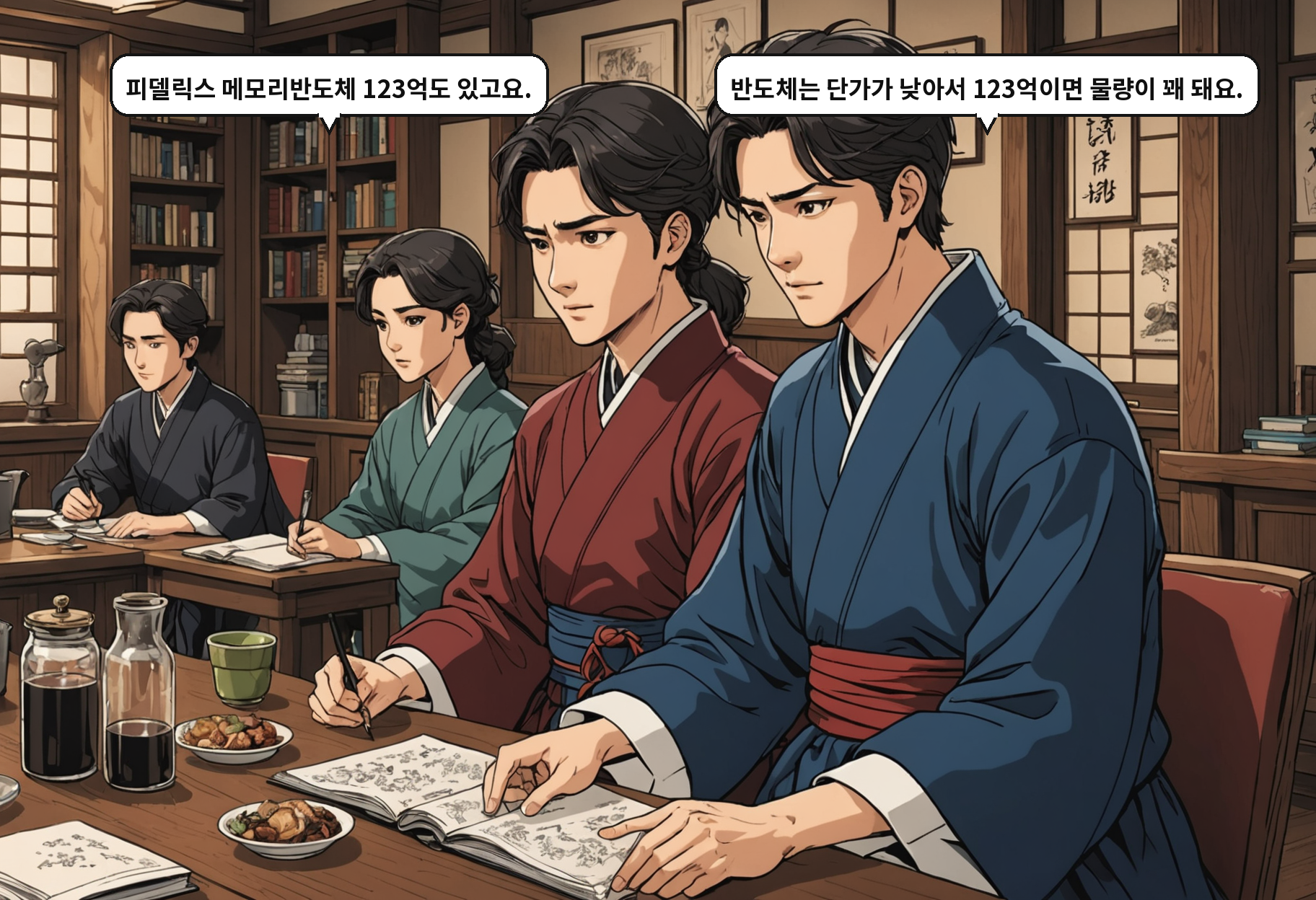 A: 피델릭스 메모리반도체 123억도 있고요. B: 반도체는 단가가 낮아서 123억이면 물량이 꽤 돼요.