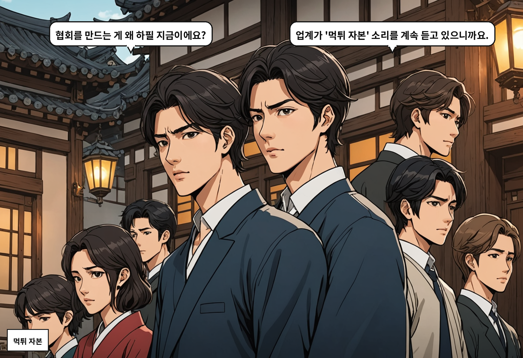 A: 협회를 만드는 게 왜 하필 지금이에요? B: 업계가 '먹튀 자본' 소리를 계속 듣고 있으니까요.