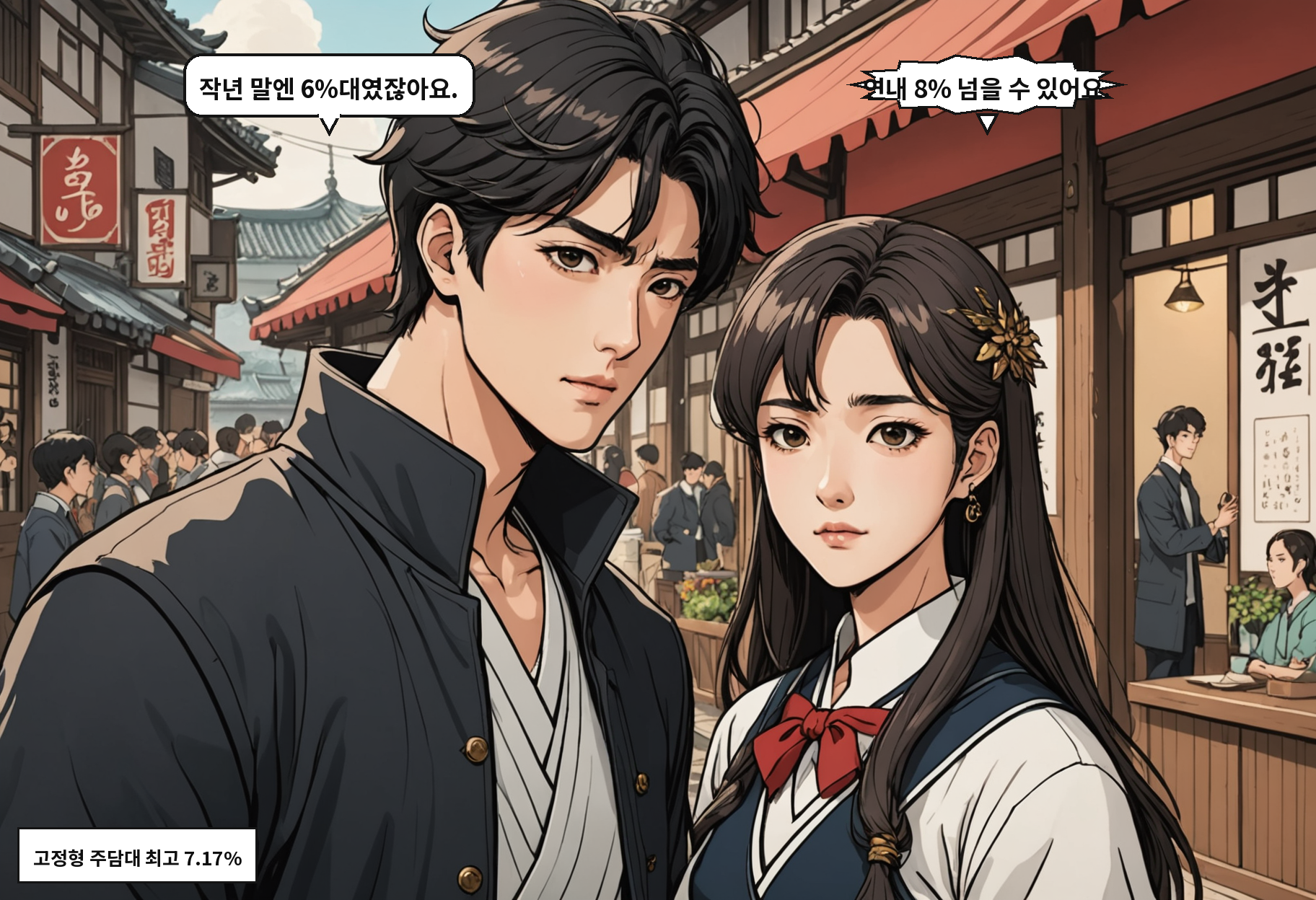 A: 작년 말엔 6%대였잖아요. B: 연내 8% 넘을 수 있어요.