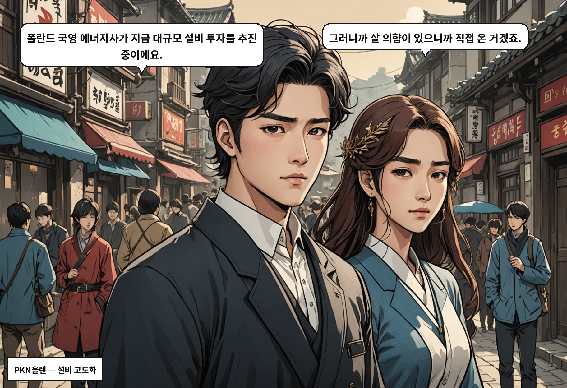 A: 폴란드 국영 에너지사가 지금 대규모 설비 투자를 추진 중이에요. B: 그러니까 살 의향이 있으니까 직접 온 거겠죠.