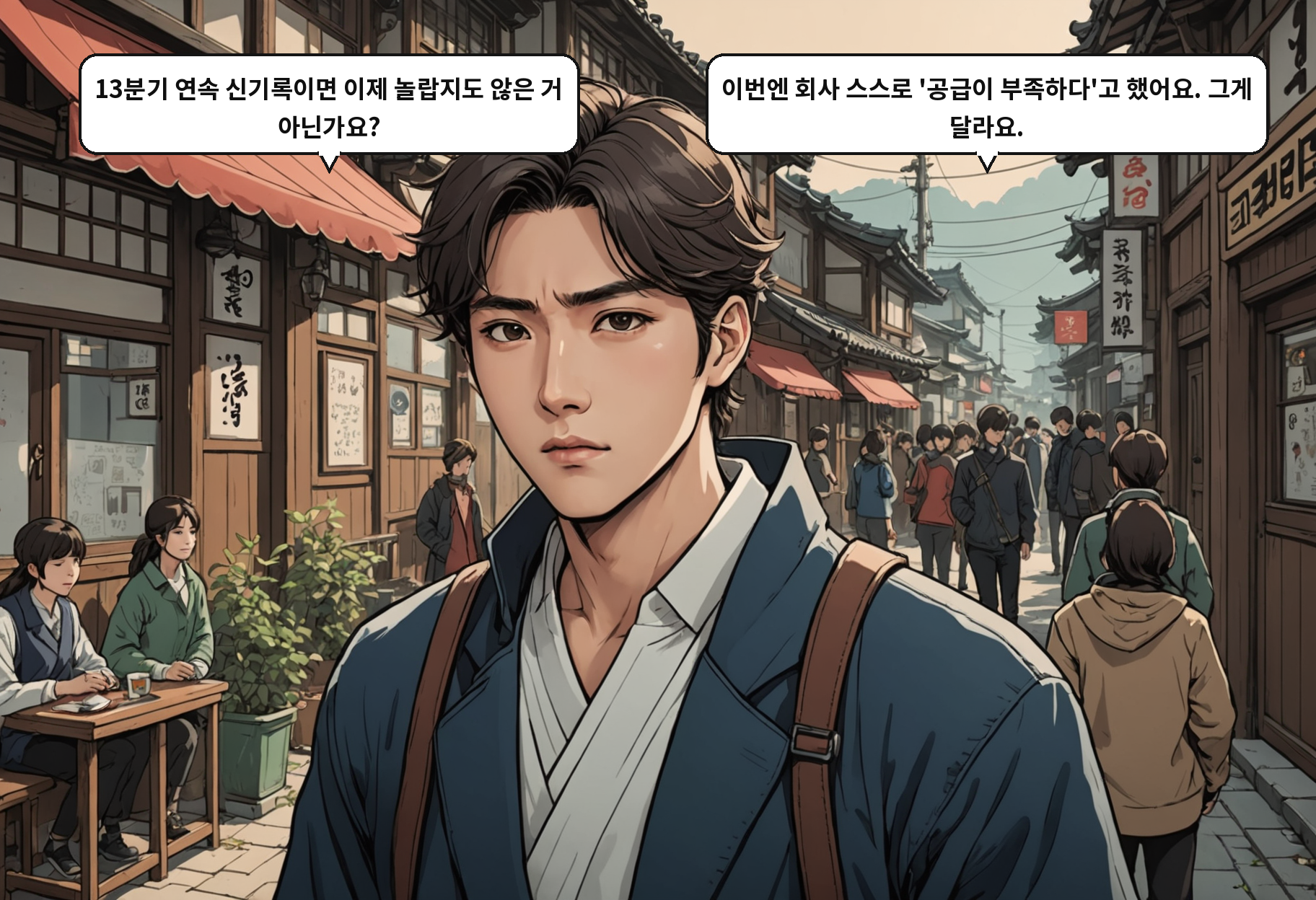 B: 13분기 연속 신기록이면 이제 놀랍지도 않은 거 아닌가요? A: 이번엔 회사 스스로 '공급이 부족하다'고 했어요. 그게 달라요.