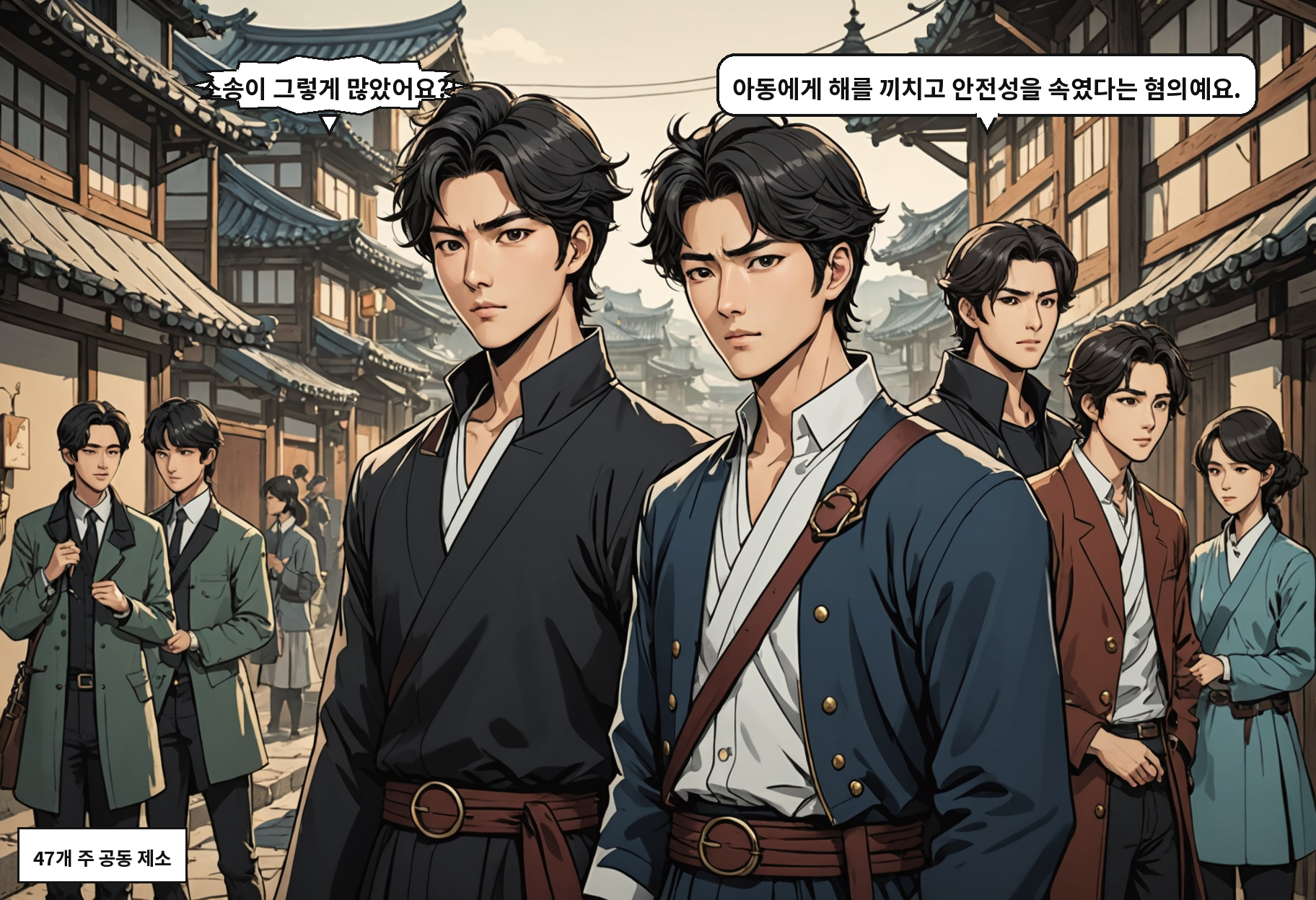 A: 소송이 그렇게 많았어요?! B: 아동에게 해를 끼치고 안전성을 속였다는 혐의예요.
