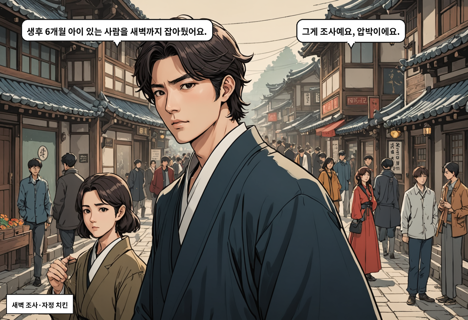 A: 생후 6개월 아이 있는 사람을 새벽까지 잡아뒀어요. B: 그게 조사예요, 압박이에요.