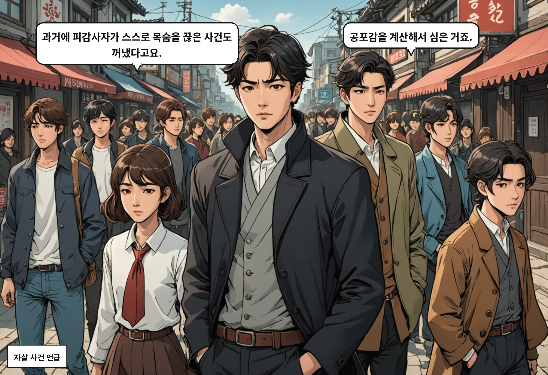 A: 과거에 피감사자가 스스로 목숨을 끊은 사건도 꺼냈다고요. B: 공포감을 계산해서 심은 거죠.