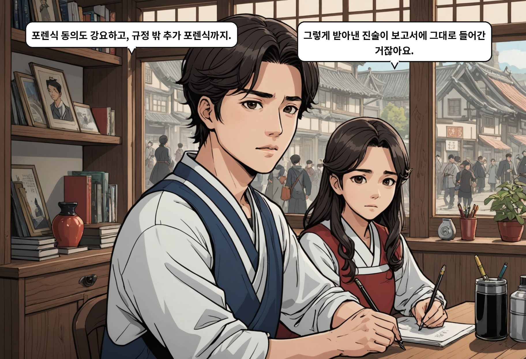 B: 포렌식 동의도 강요하고, 규정 밖 추가 포렌식까지. A: 그렇게 받아낸 진술이 보고서에 그대로 들어간 거잖아요.
