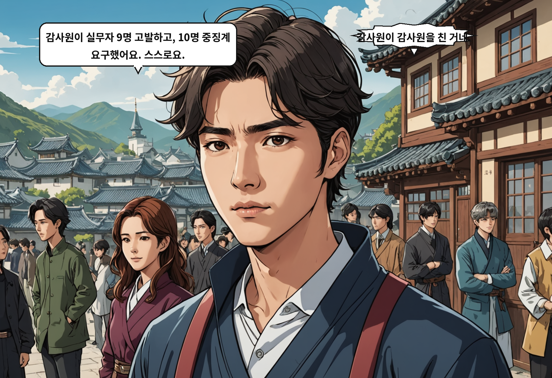 B: 감사원이 실무자 9명 고발하고, 10명 중징계 요구했어요. 스스로요. A: 감사원이 감사원을 친 거네.