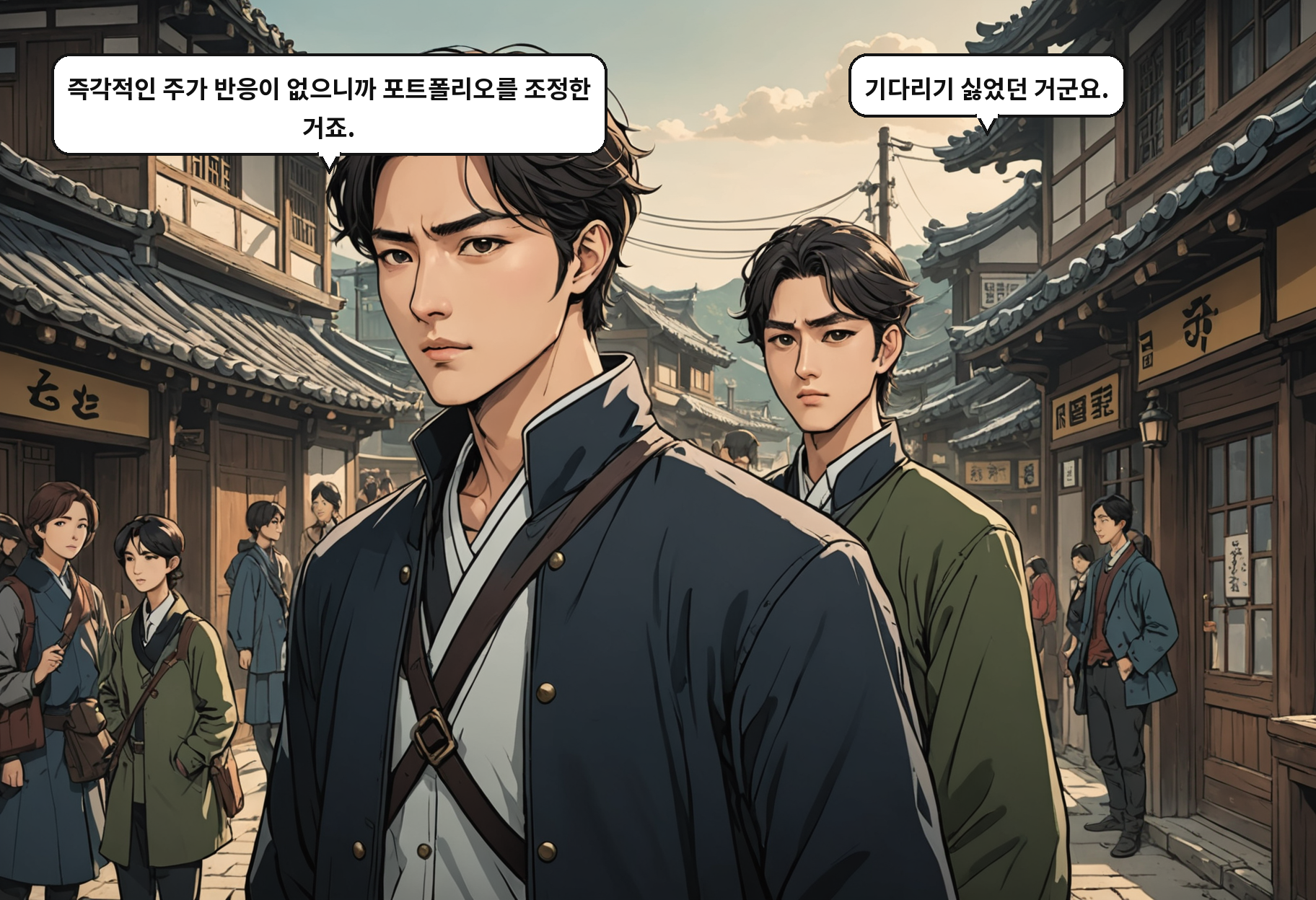 A: 즉각적인 주가 반응이 없으니까 포트폴리오를 조정한 거죠. B: 기다리기 싫었던 거군요.