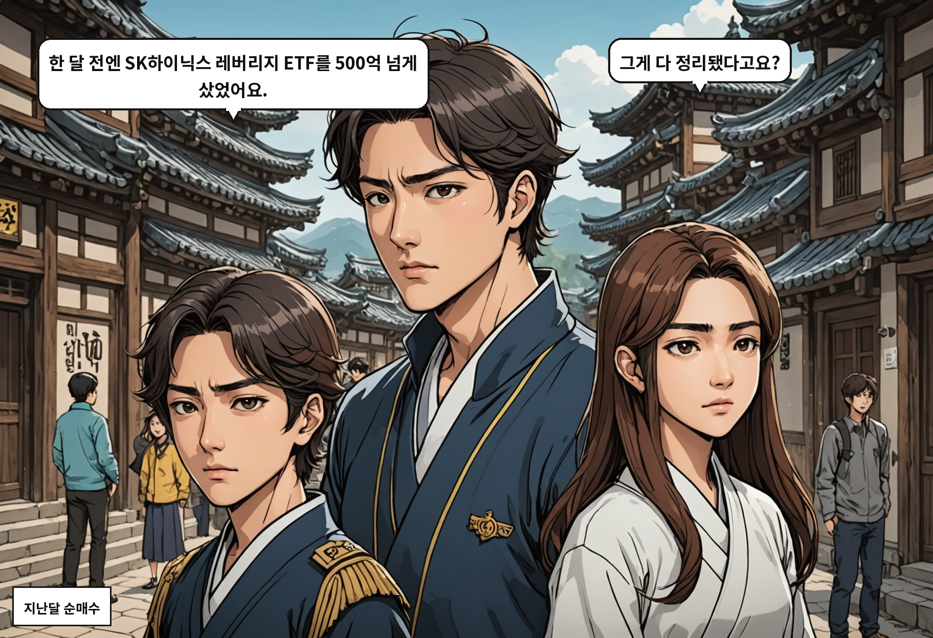 A: 한 달 전엔 SK하이닉스 레버리지 ETF를 500억 넘게 샀었어요. B: 그게 다 정리됐다고요?