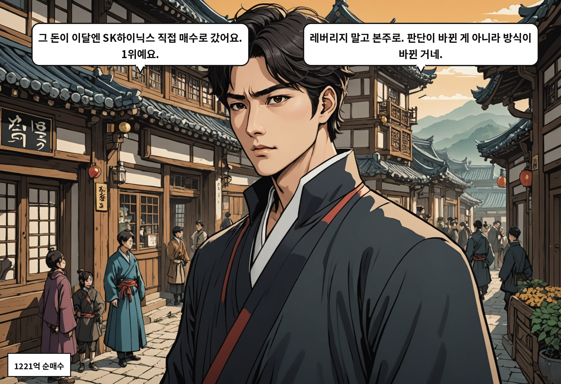 A: 그 돈이 이달엔 SK하이닉스 직접 매수로 갔어요. 1위예요. B: 레버리지 말고 본주로. 판단이 바뀐 게 아니라 방식이 바뀐 거네.
