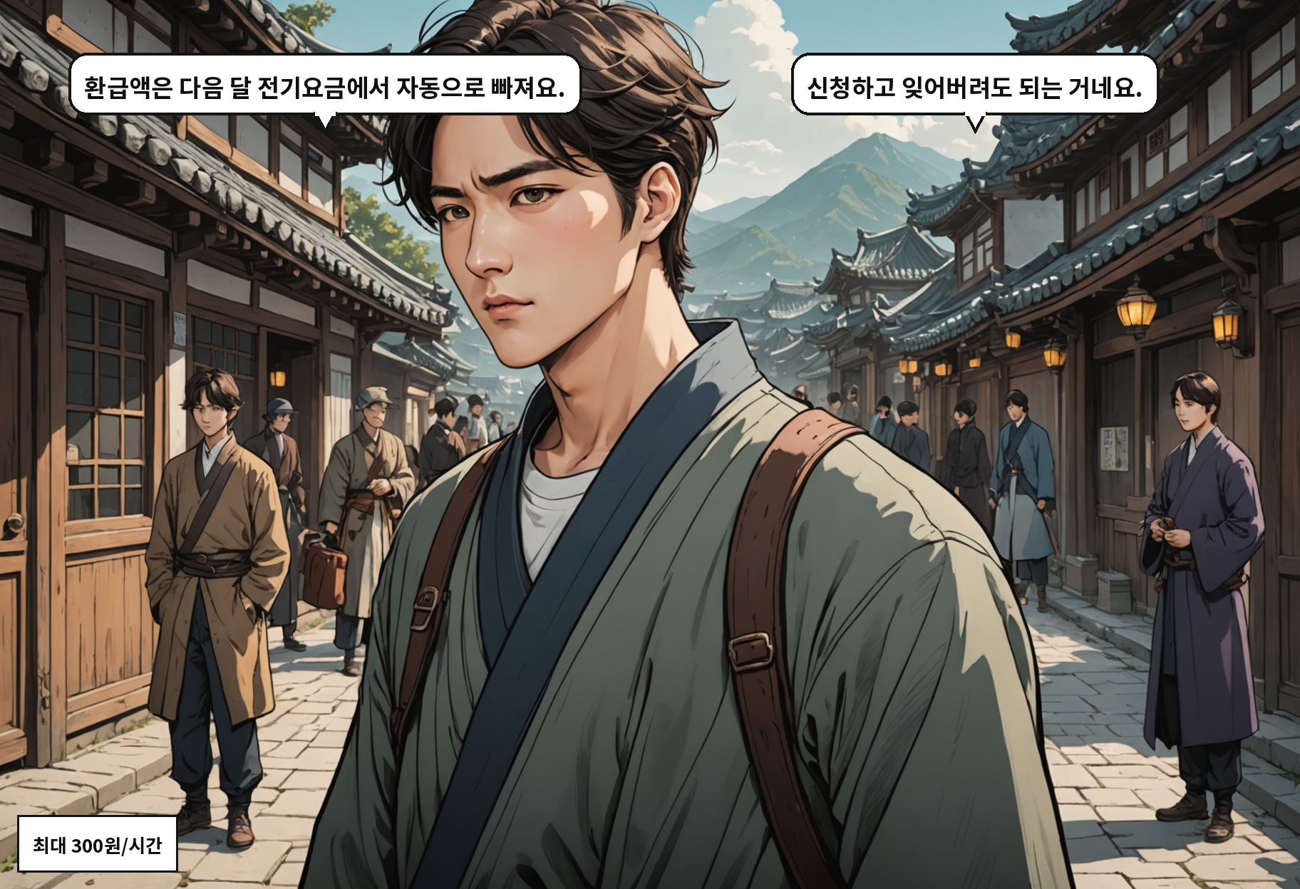 B: 환급액은 다음 달 전기요금에서 자동으로 빠져요. A: 신청하고 잊어버려도 되는 거네요.
