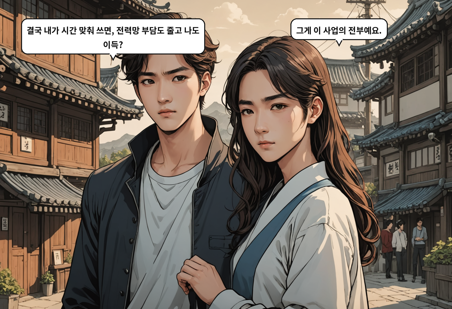 A: 결국 내가 시간 맞춰 쓰면, 전력망 부담도 줄고 나도 이득? B: 그게 이 사업의 전부예요.