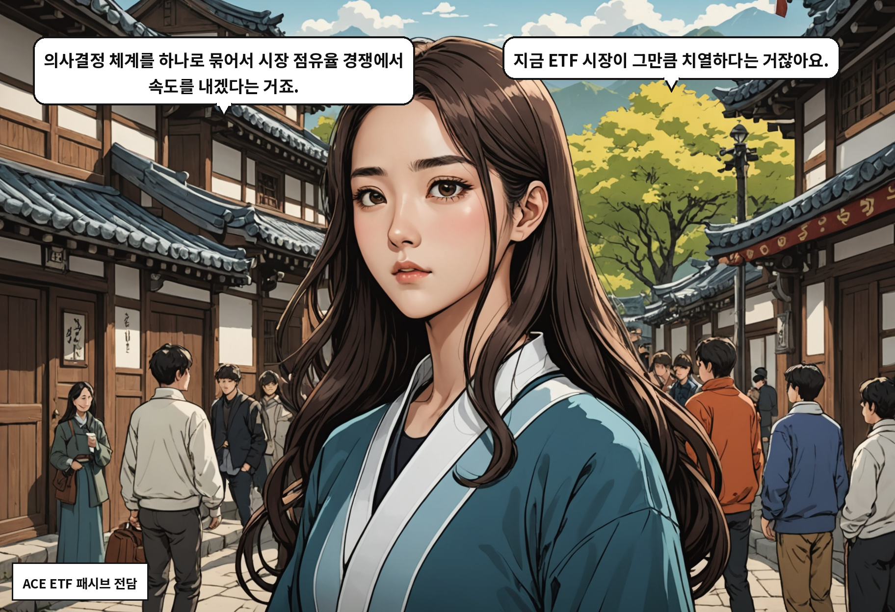 A: 의사결정 체계를 하나로 묶어서 시장 점유율 경쟁에서 속도를 내겠다는 거죠. B: 지금 ETF 시장이 그만큼 치열하다는 거잖아요.