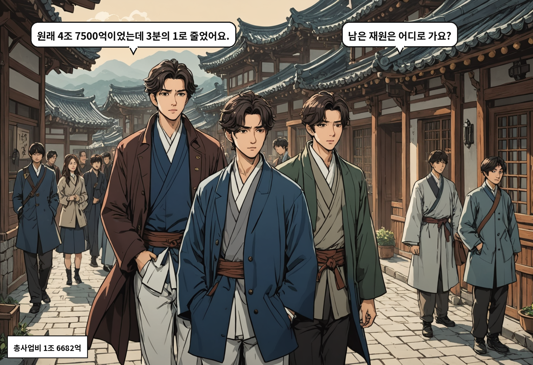 B: 원래 4조 7500억이었는데 3분의 1로 줄었어요. A: 남은 재원은 어디로 가요?