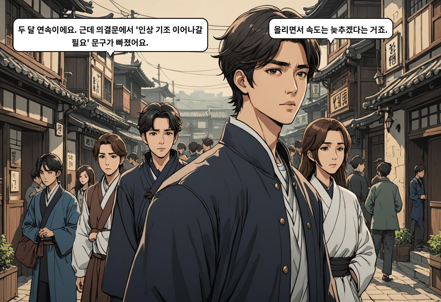 A: 두 달 연속이에요. 근데 의결문에서 '인상 기조 이어나갈 필요' 문구가 빠졌어요. B: 올리면서 속도는 늦추겠다는 거죠.
