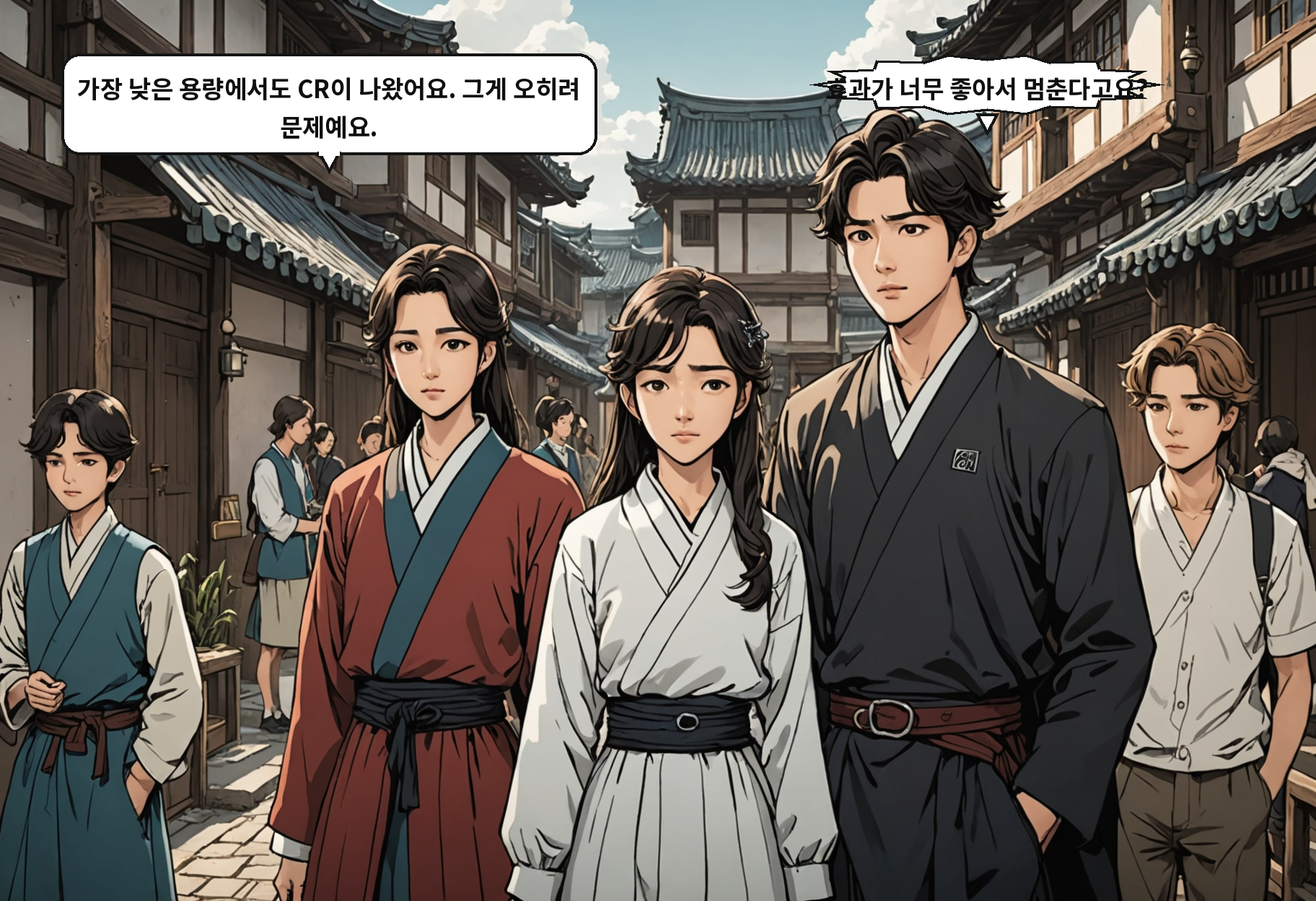 B: 가장 낮은 용량에서도 CR이 나왔어요. 그게 오히려 문제예요. A: 효과가 너무 좋아서 멈춘다고요?