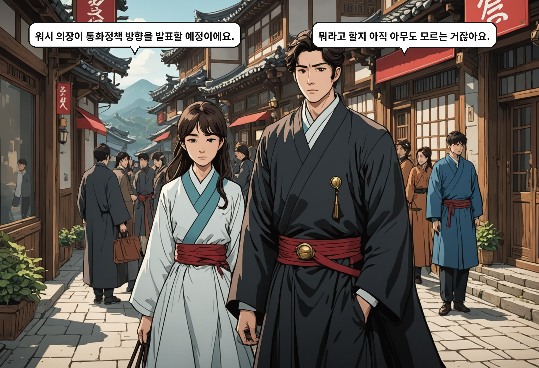A: 워시 의장이 통화정책 방향을 발표할 예정이에요. B: 뭐라고 할지 아직 아무도 모르는 거잖아요.