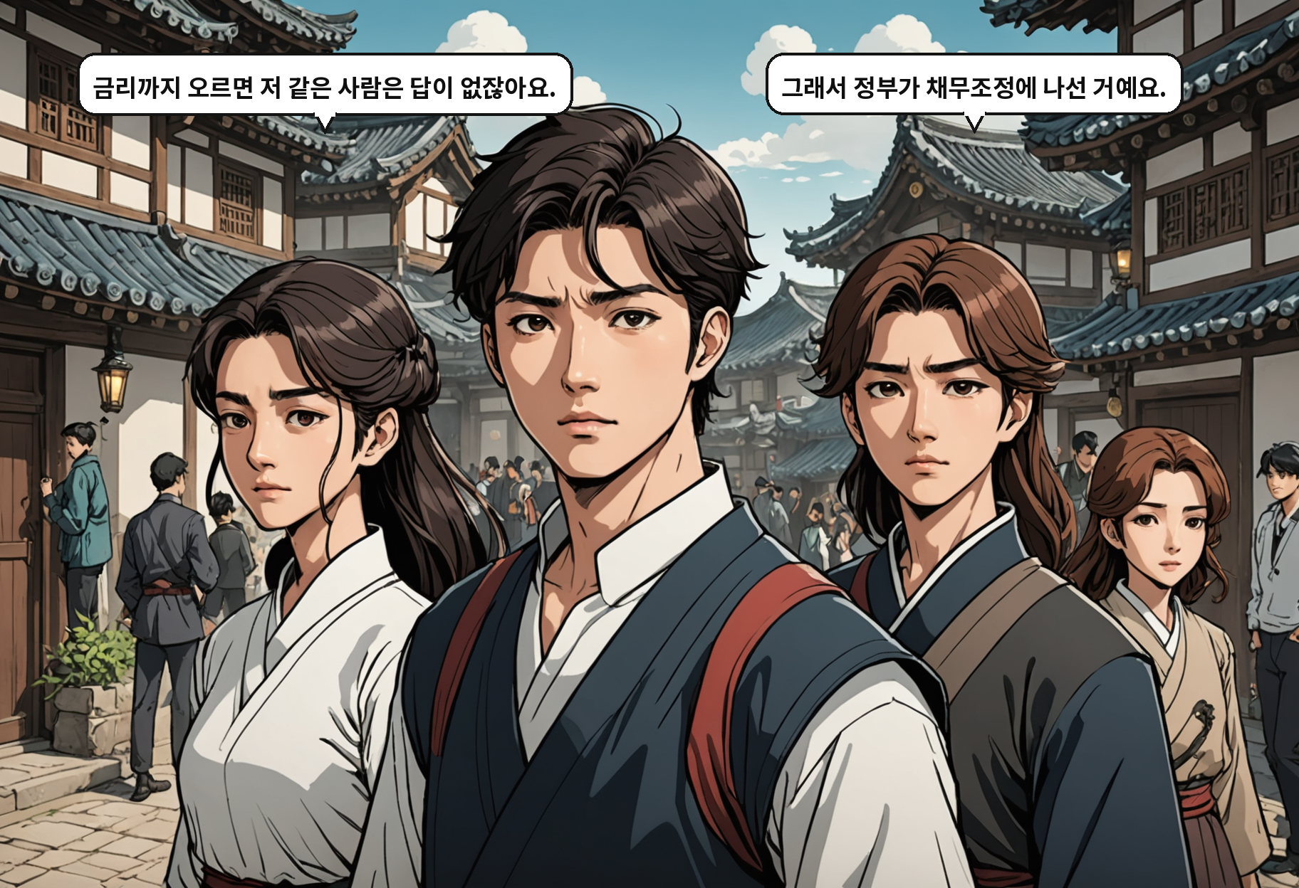 A: 금리까지 오르면 저 같은 사람은 답이 없잖아요. B: 그래서 정부가 채무조정에 나선 거예요.