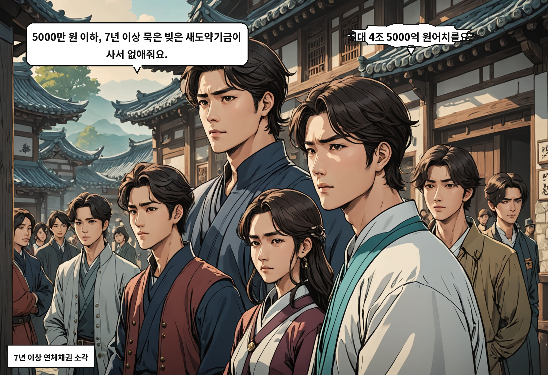 B: 5000만 원 이하, 7년 이상 묵은 빚은 새도약기금이 사서 없애줘요. A: 최대 4조 5000억 원어치를요?