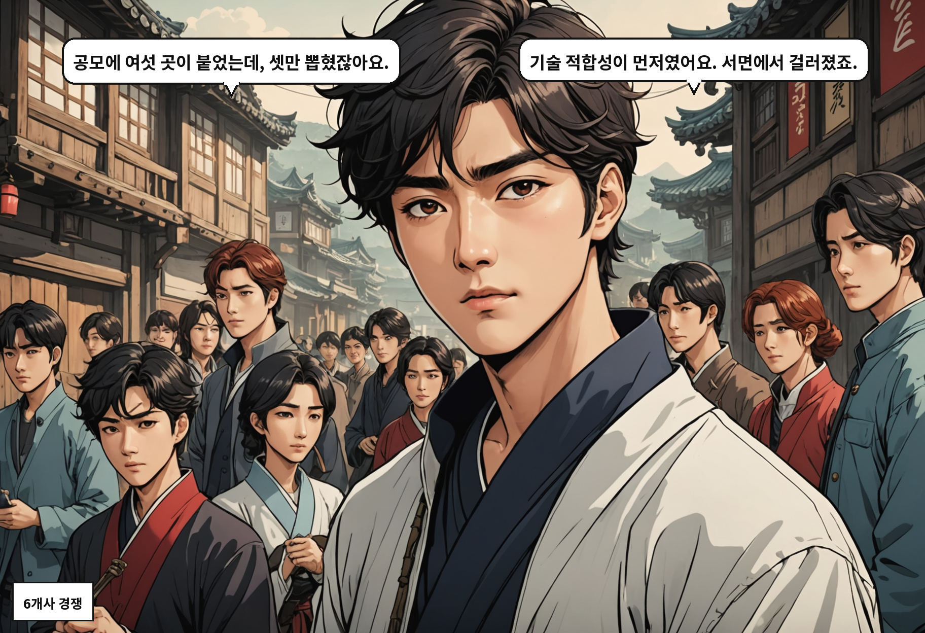 A: 공모에 여섯 곳이 붙었는데, 셋만 뽑혔잖아요. B: 기술 적합성이 먼저였어요. 서면에서 걸러졌죠.