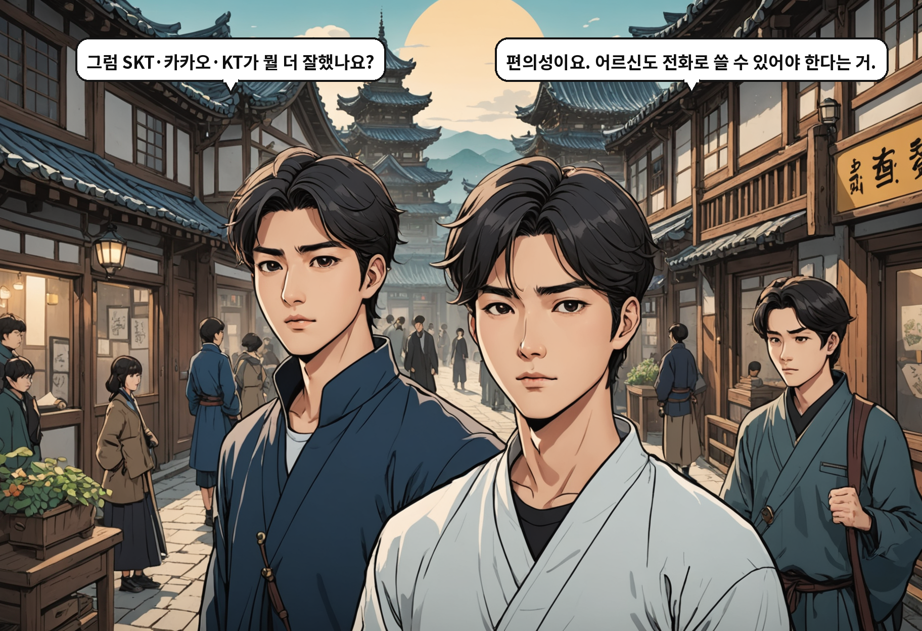 A: 그럼 SKT·카카오·KT가 뭘 더 잘했나요? B: 편의성이요. 어르신도 전화로 쓸 수 있어야 한다는 거.