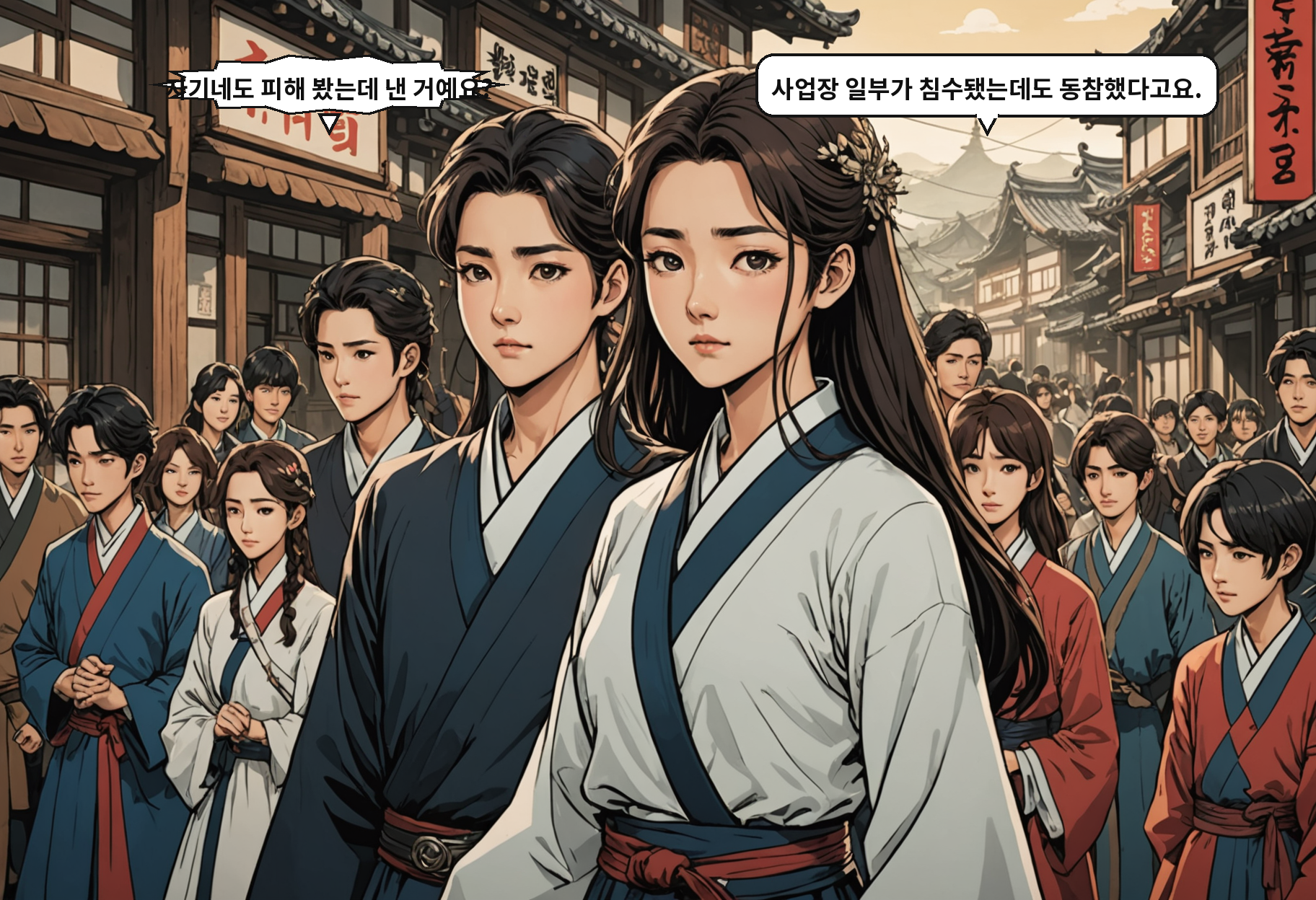 B: 자기네도 피해 봤는데 낸 거예요? A: 사업장 일부가 침수됐는데도 동참했다고요.