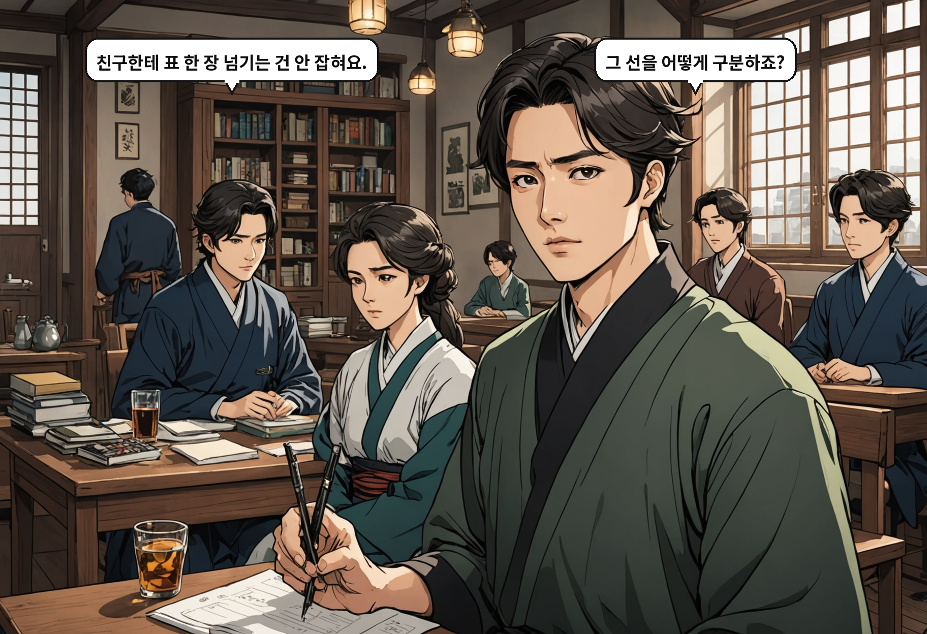 B: 친구한테 표 한 장 넘기는 건 안 잡혀요. A: 그 선을 어떻게 구분하죠?