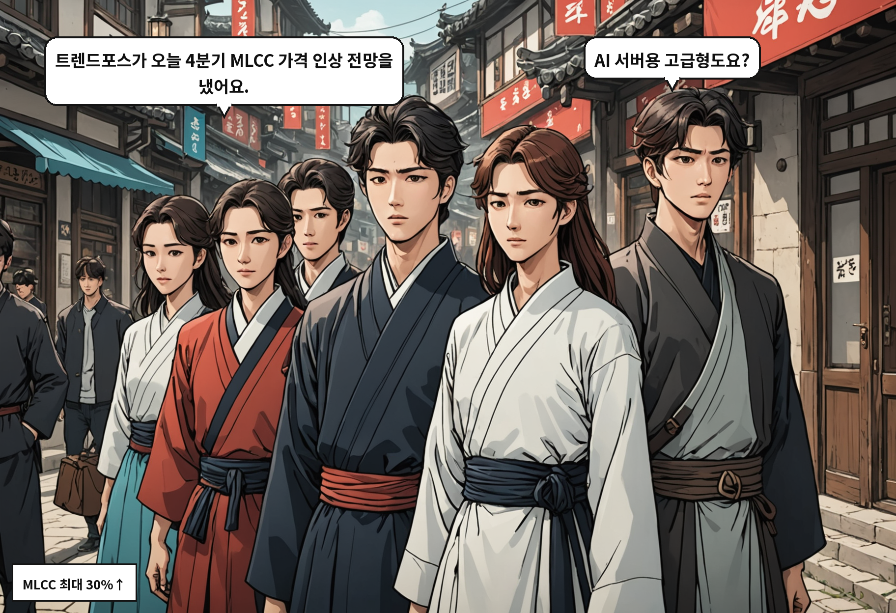 A: 트렌드포스가 오늘 4분기 MLCC 가격 인상 전망을 냈어요. B: AI 서버용 고급형도요?