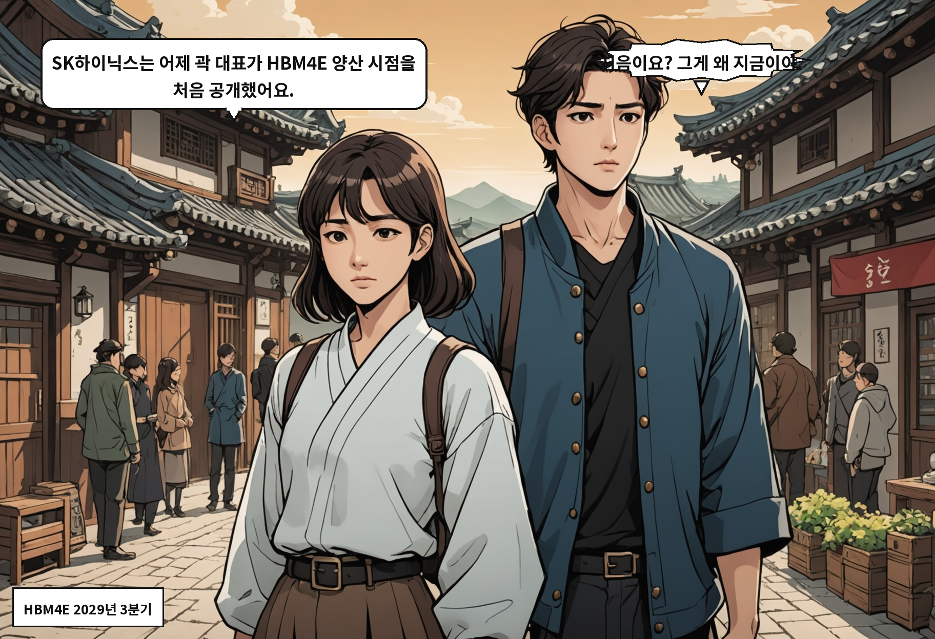 A: SK하이닉스는 어제 곽 대표가 HBM4E 양산 시점을 처음 공개했어요. B: 처음이요? 그게 왜 지금이야.