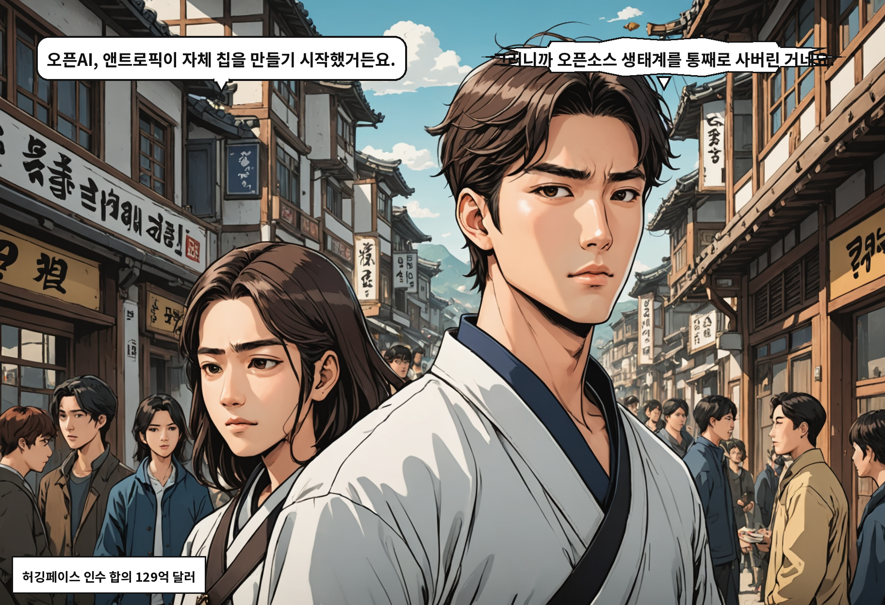 A: 오픈AI, 앤트로픽이 자체 칩을 만들기 시작했거든요. B: 그러니까 오픈소스 생태계를 통째로 사버린 거네요.