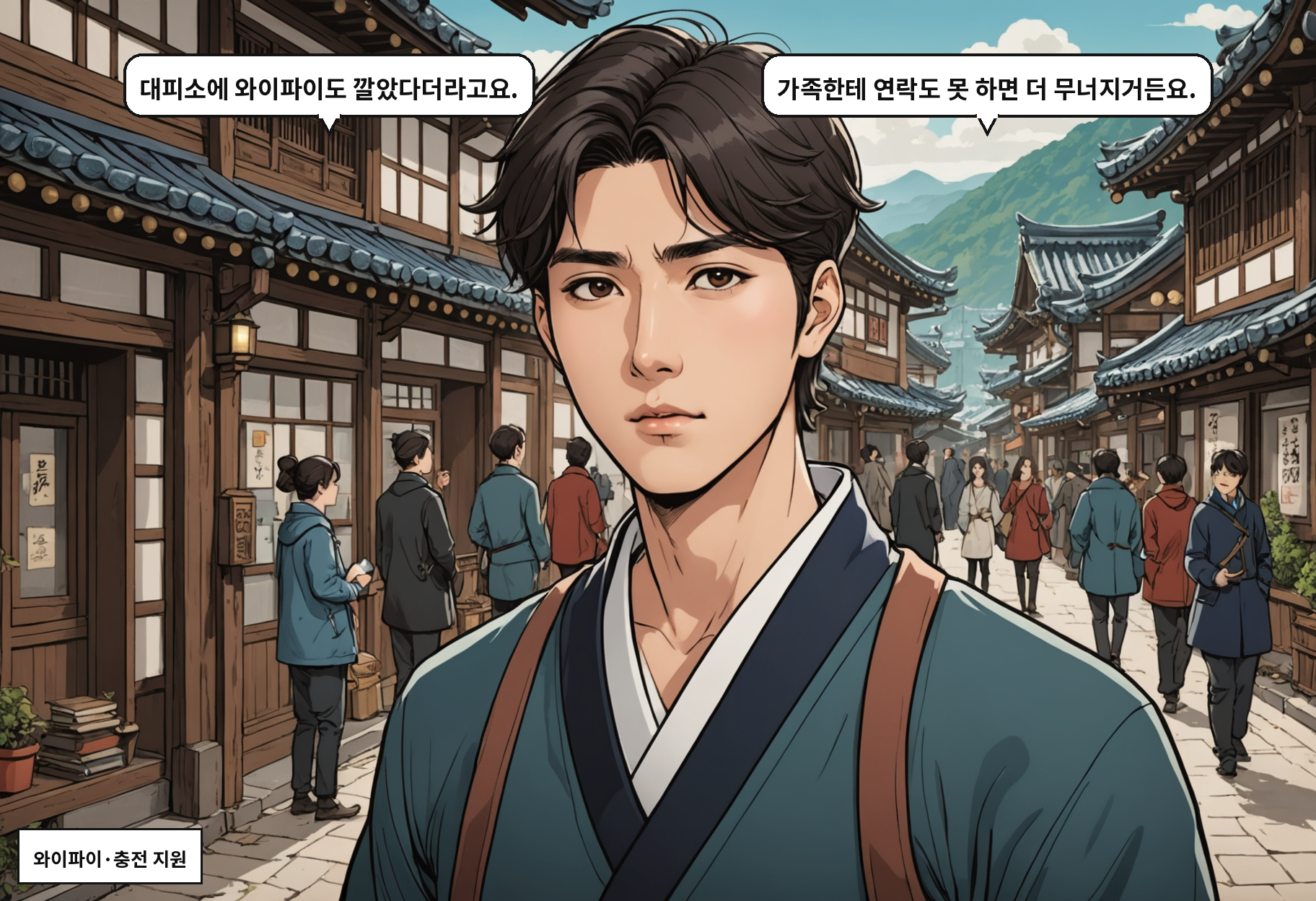 A: 대피소에 와이파이도 깔았다더라고요. B: 가족한테 연락도 못 하면 더 무너지거든요.