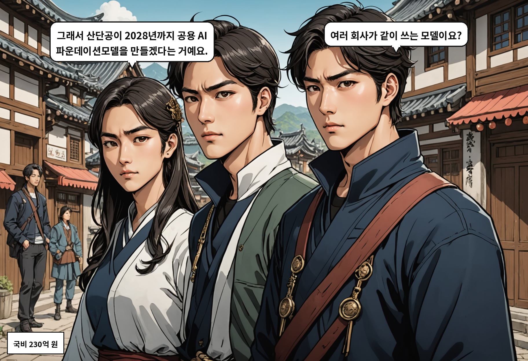 B: 그래서 산단공이 2028년까지 공용 AI 파운데이션모델을 만들겠다는 거예요. A: 여러 회사가 같이 쓰는 모델이요?