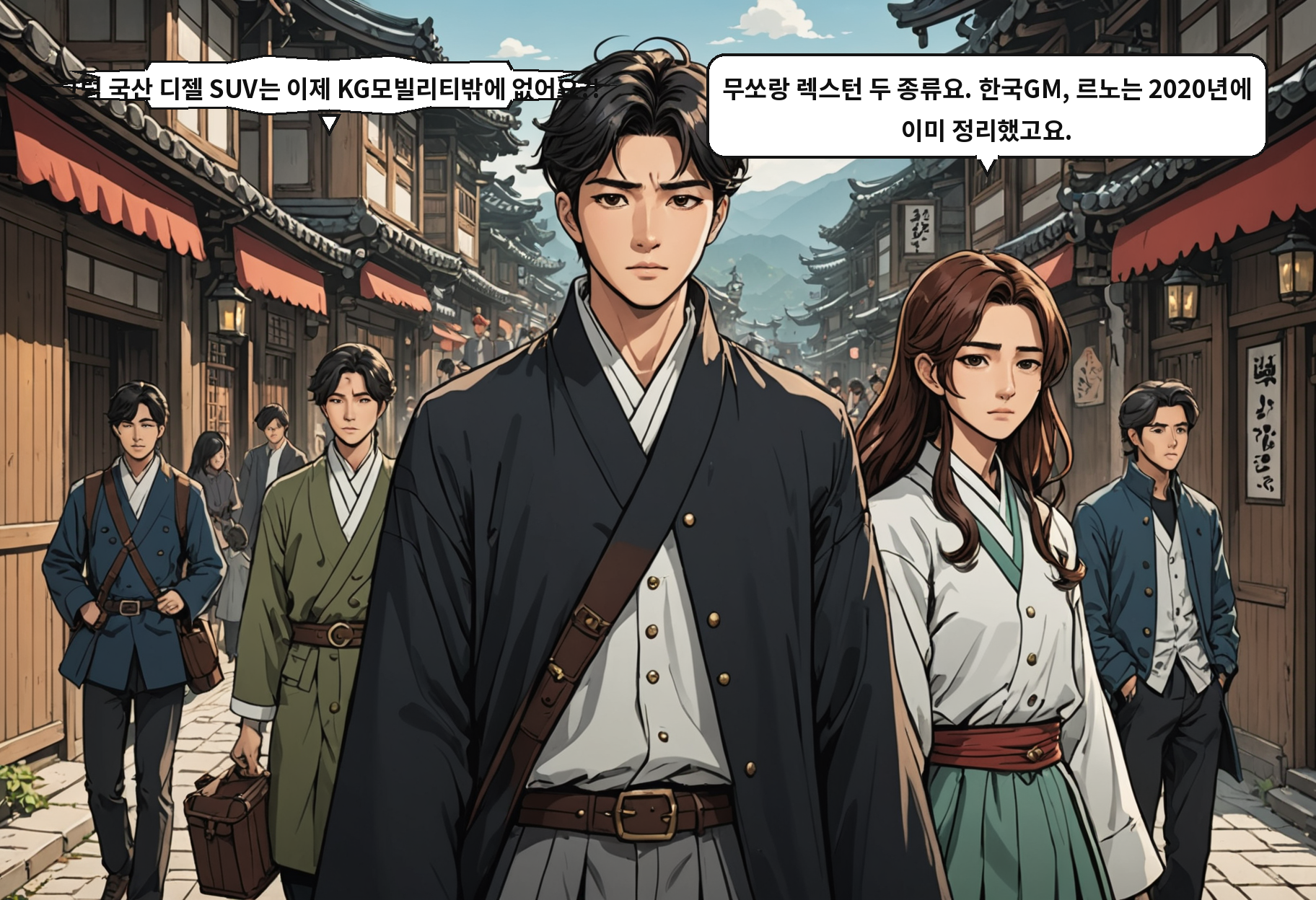 B: 그럼 국산 디젤 SUV는 이제 KG모빌리티밖에 없어요?! A: 무쏘랑 렉스턴 두 종류요. 한국GM, 르노는 2020년에 이미 정리했고요.
