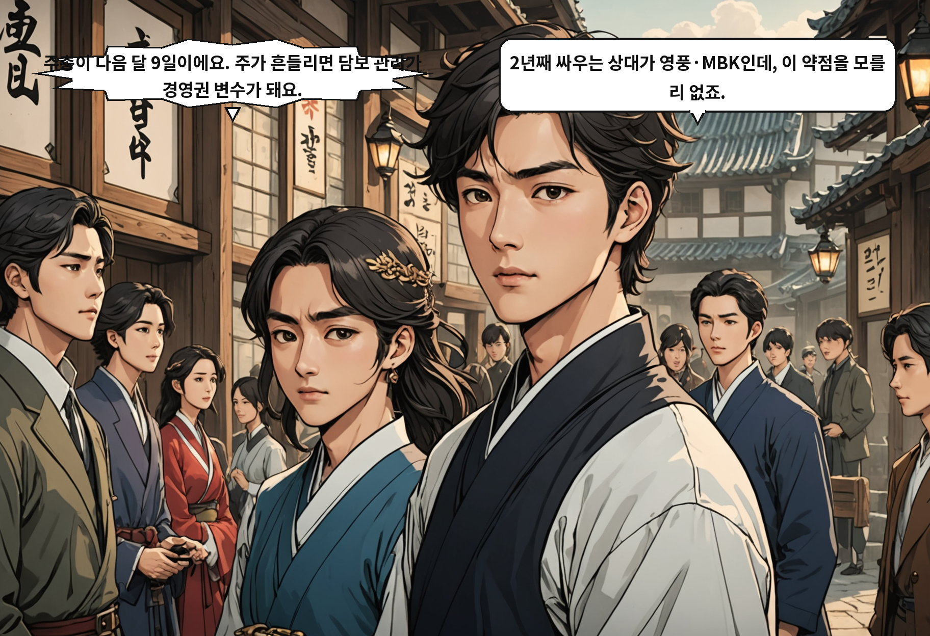 A: 주총이 다음 달 9일이에요. 주가 흔들리면 담보 관리가 경영권 변수가 돼요. B: 2년째 싸우는 상대가 영풍·MBK인데, 이 약점을 모를 리 없죠.
