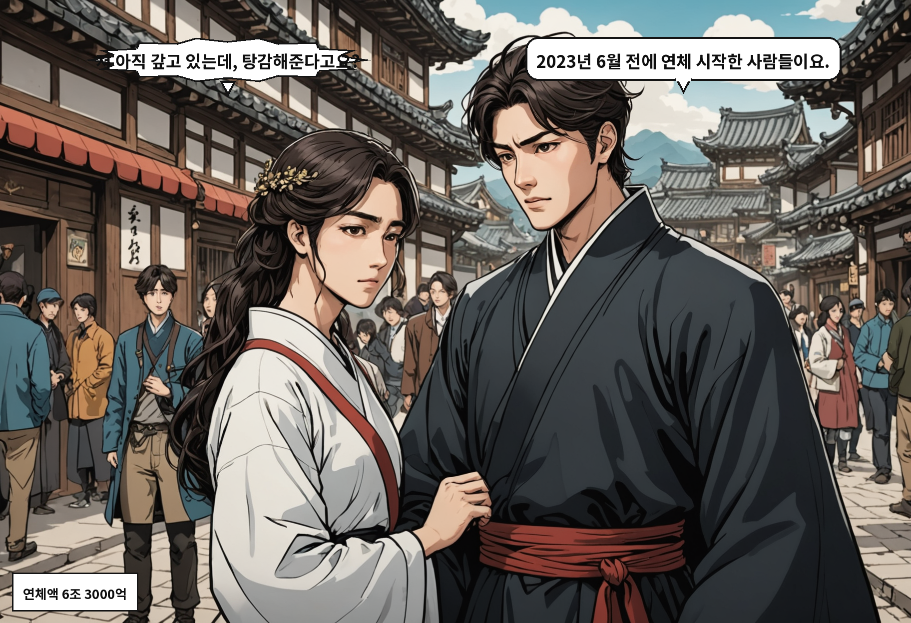 A: 저 아직 갚고 있는데, 탕감해준다고요? B: 2023년 6월 전에 연체 시작한 사람들이요.