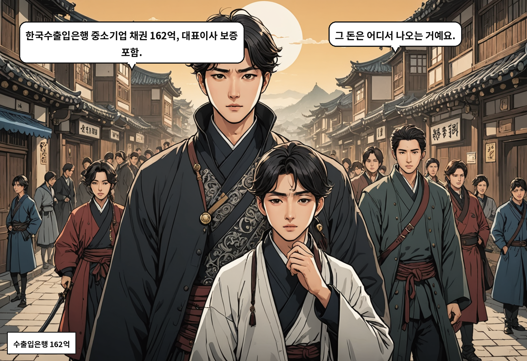 B: 한국수출입은행 중소기업 채권 162억, 대표이사 보증 포함. A: 그 돈은 어디서 나오는 거예요.