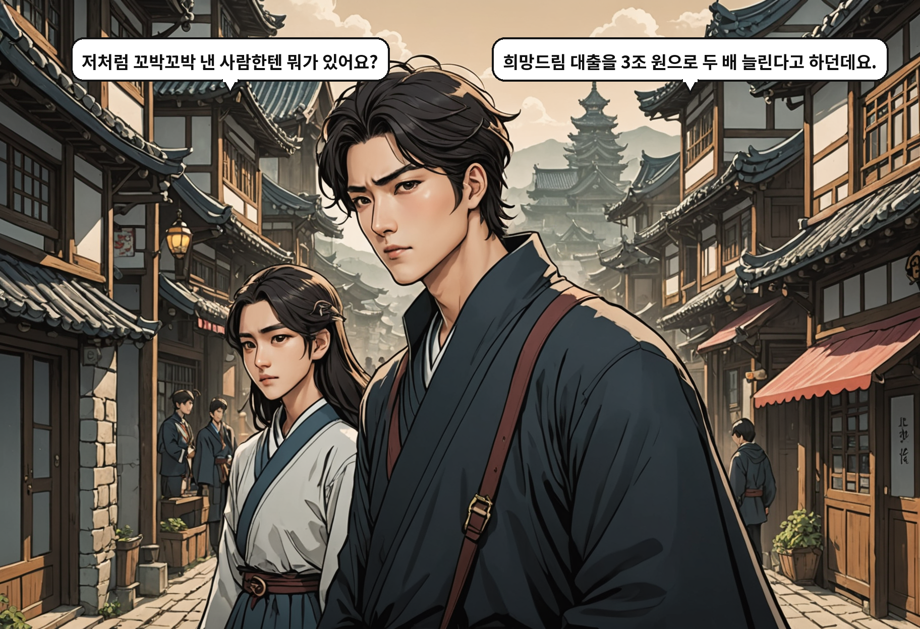 A: 저처럼 꼬박꼬박 낸 사람한텐 뭐가 있어요? B: 희망드림 대출을 3조 원으로 두 배 늘린다고 하던데요.