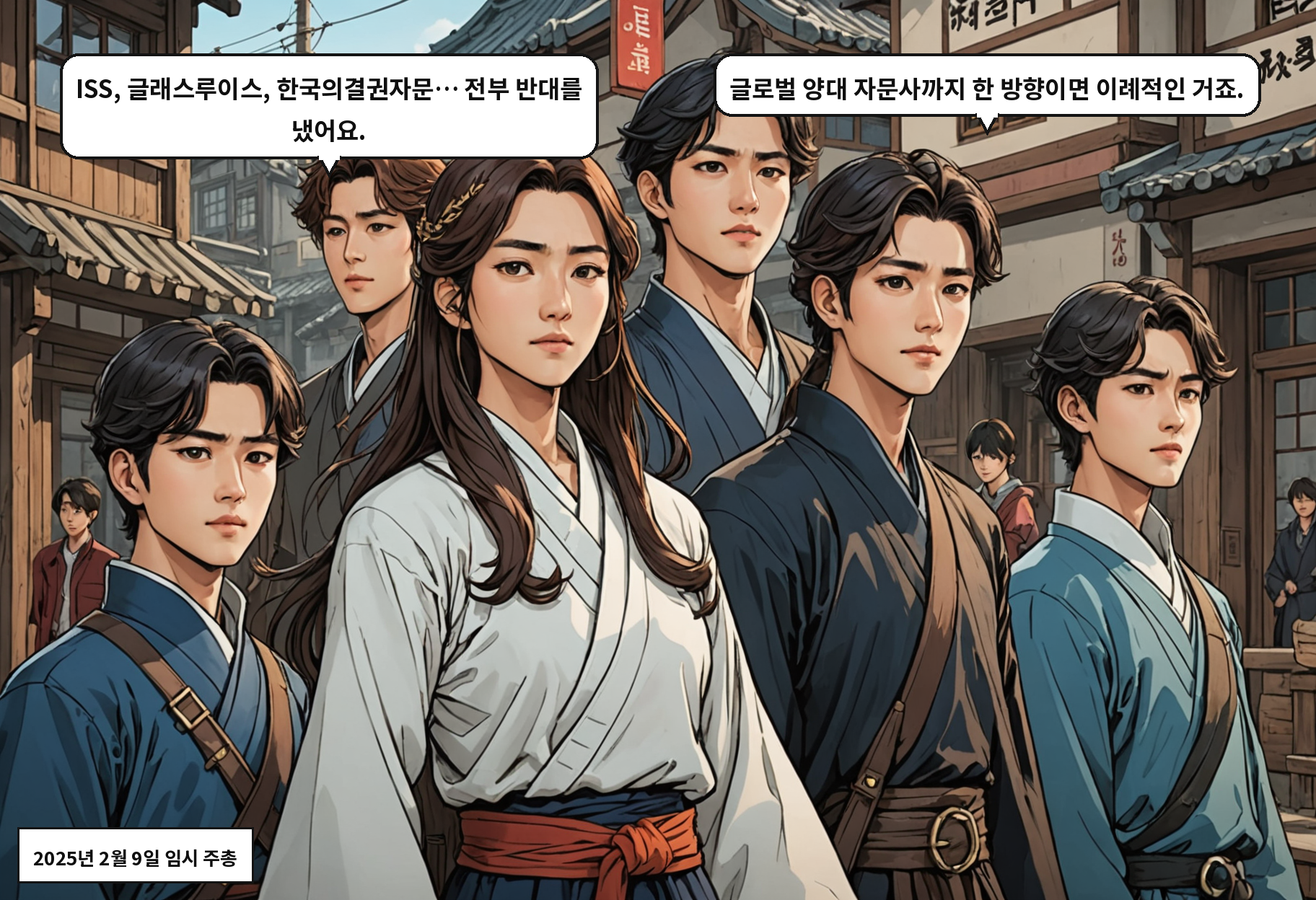 B: ISS, 글래스루이스, 한국의결권자문… 전부 반대를 냈어요. A: 글로벌 양대 자문사까지 한 방향이면 이례적인 거죠.