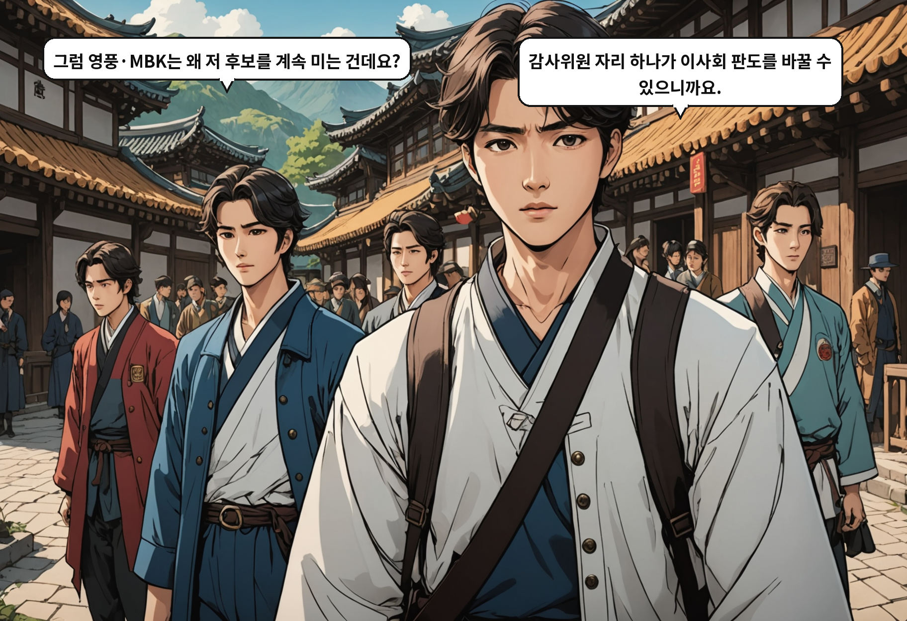 B: 그럼 영풍·MBK는 왜 저 후보를 계속 미는 건데요? A: 감사위원 자리 하나가 이사회 판도를 바꿀 수 있으니까요.