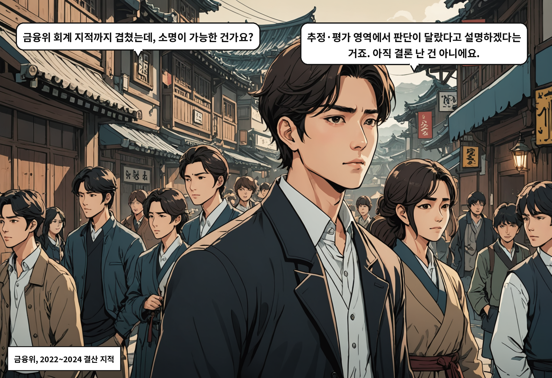 B: 금융위 회계 지적까지 겹쳤는데, 소명이 가능한 건가요? A: 추정·평가 영역에서 판단이 달랐다고 설명하겠다는 거죠. 아직 결론 난 건 아니에요.