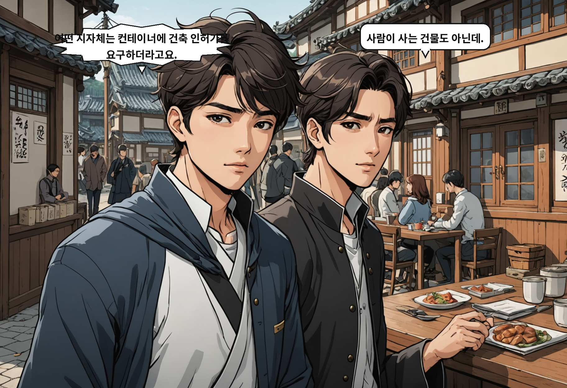 A: 어떤 지자체는 컨테이너에 건축 인허가를 요구하더라고요. B: 사람이 사는 건물도 아닌데.