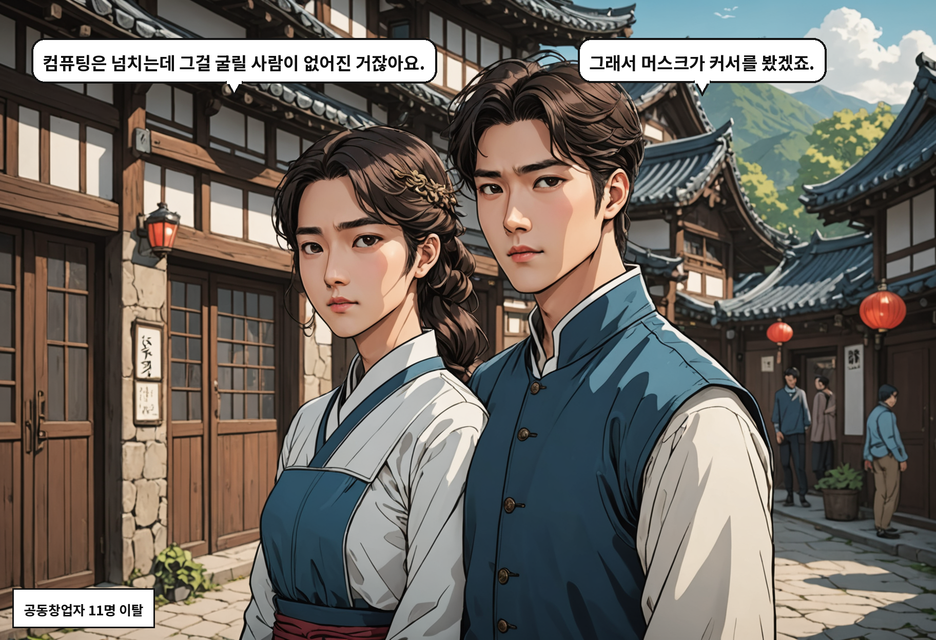 B: 컴퓨팅은 넘치는데 그걸 굴릴 사람이 없어진 거잖아요. A: 그래서 머스크가 커서를 봤겠죠.