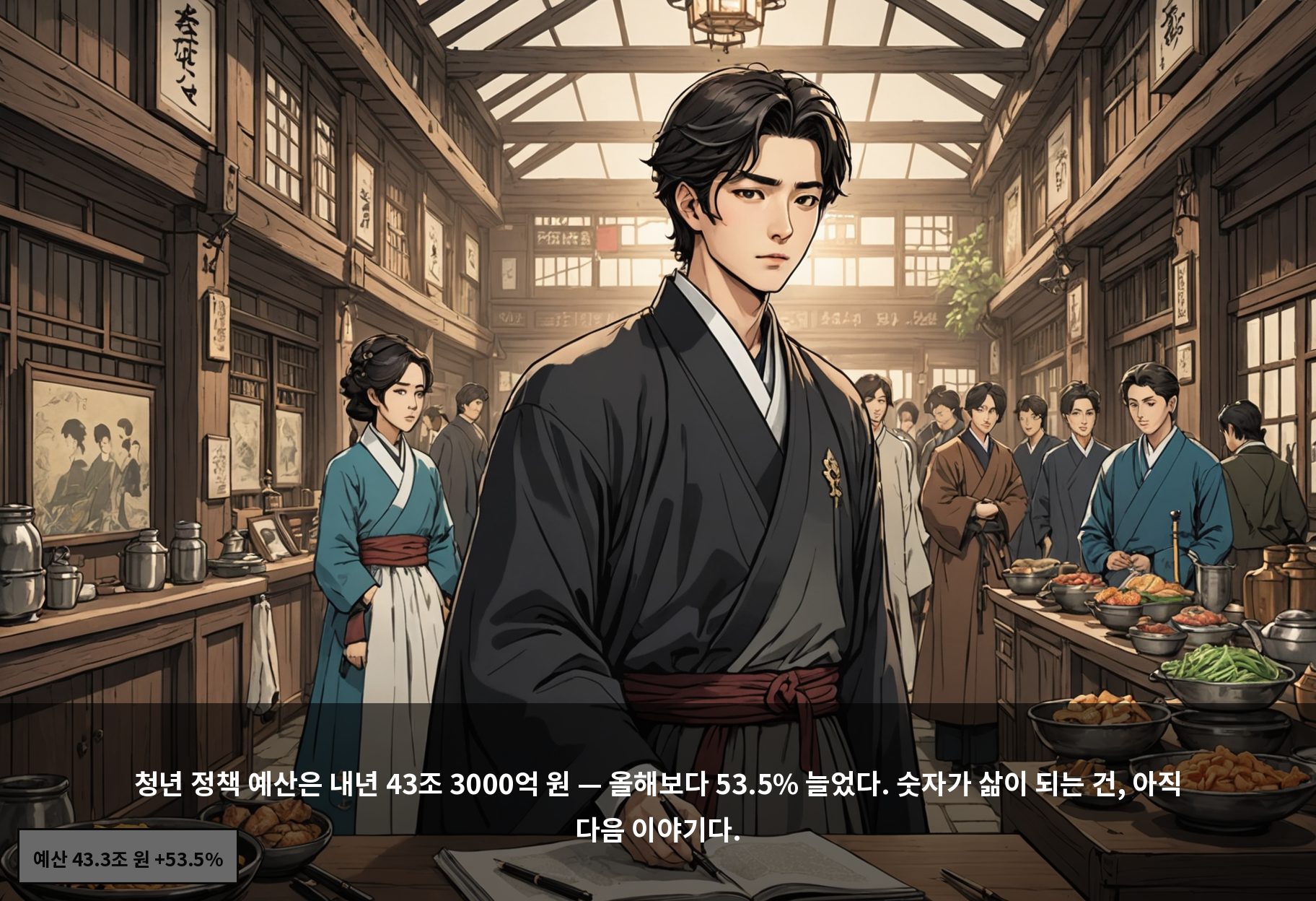 청년 정책 예산은 내년 43조 3000억 원 — 올해보다 53.5% 늘었다. 숫자가 삶이 되는 건, 아직 다음 이야기다.