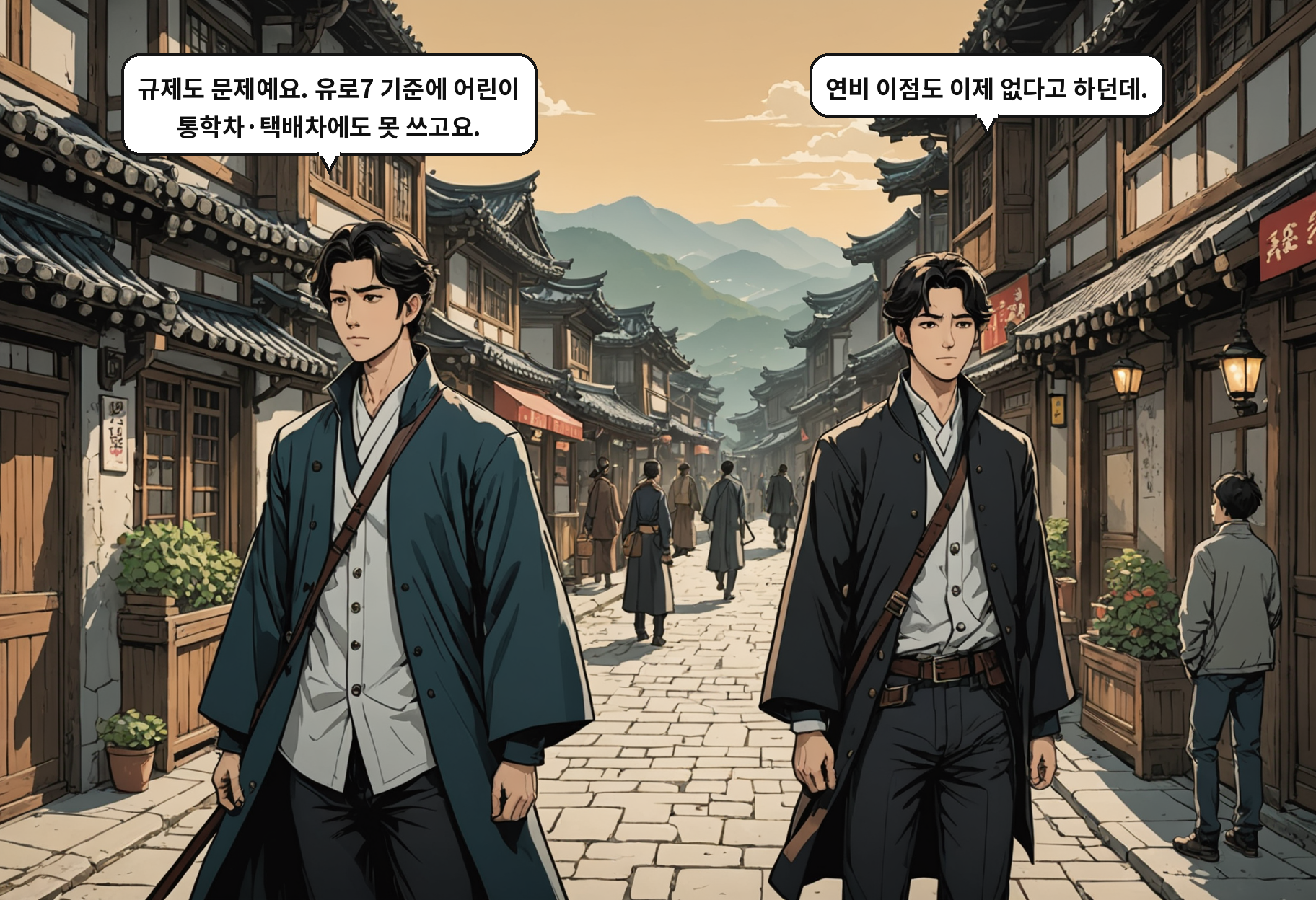 A: 규제도 문제예요. 유로7 기준에 어린이 통학차·택배차에도 못 쓰고요. B: 연비 이점도 이제 없다고 하던데.