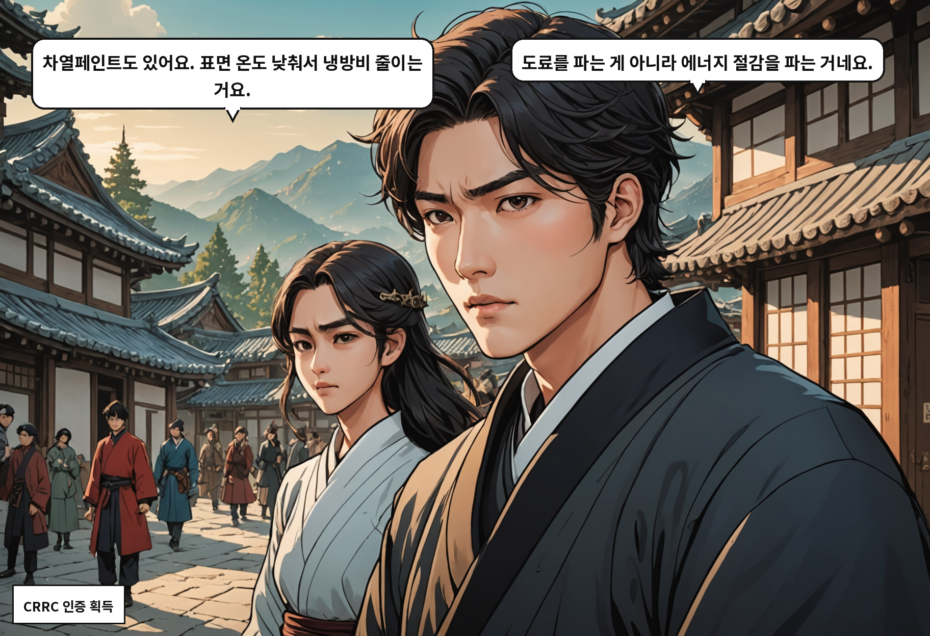 B: 차열페인트도 있어요. 표면 온도 낮춰서 냉방비 줄이는 거요. A: 도료를 파는 게 아니라 에너지 절감을 파는 거네요.