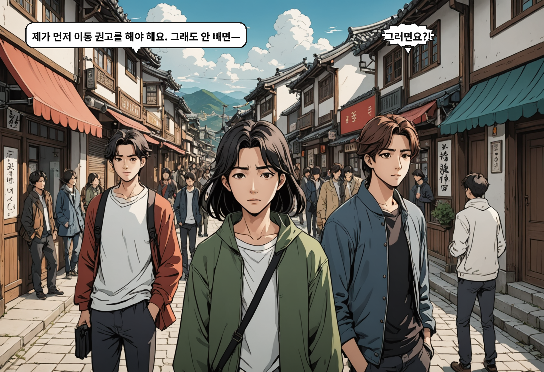B: 제가 먼저 이동 권고를 해야 해요. 그래도 안 빼면— A: 그러면요?!