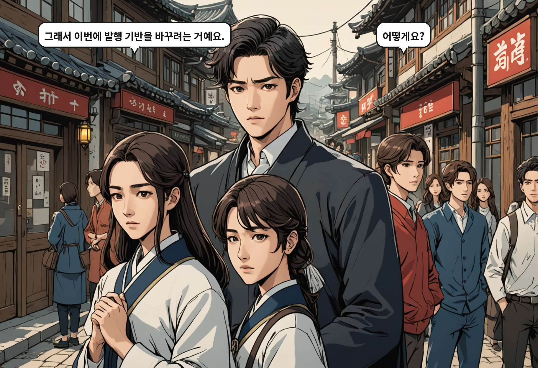 B: 그래서 이번에 발행 기반을 바꾸려는 거예요. A: 어떻게요?